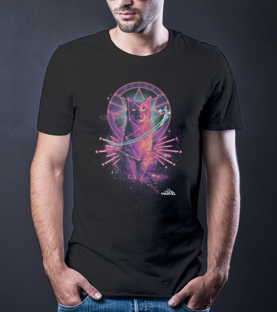 Captain Marvel Goose Cosmic Neon T-Shirt