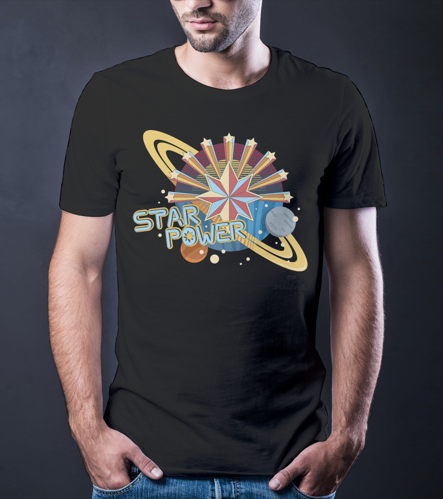 Captain Marvel Star Power Space Symbols T-Shirt