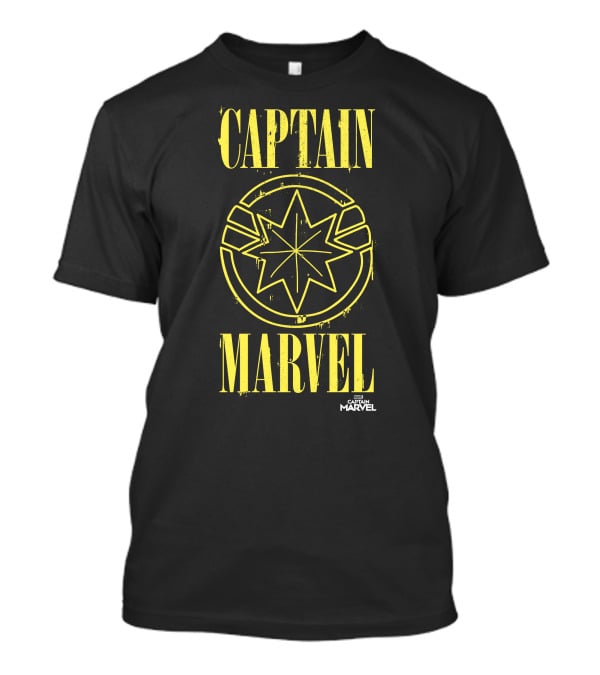 CAPTAIN MARVEL Yellow Star Emblem With Paint Drip Effect T-Shirt