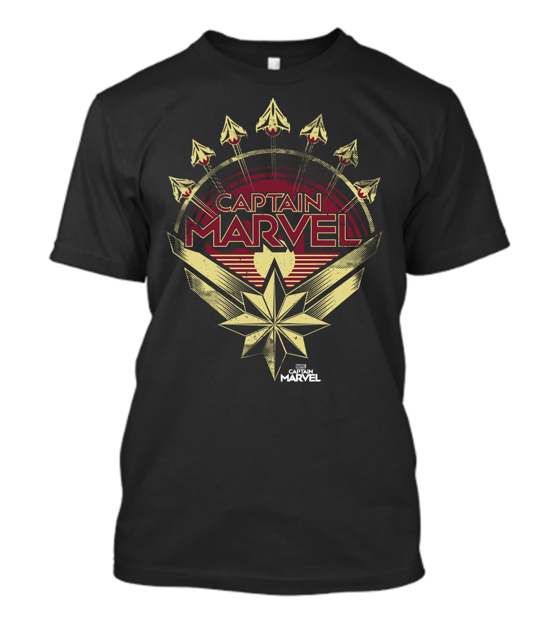 Captain Marvel Yellow Red Retro Starburst Flight T-Shirt