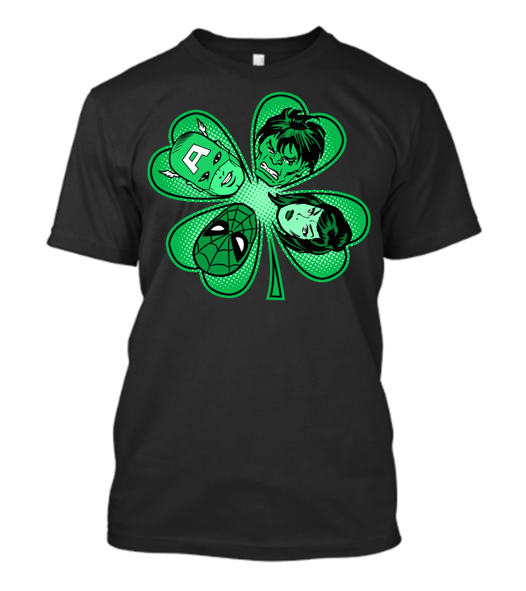 Marvel Avengers Shamrock Captain Spider Hulk Widow T-Shirt