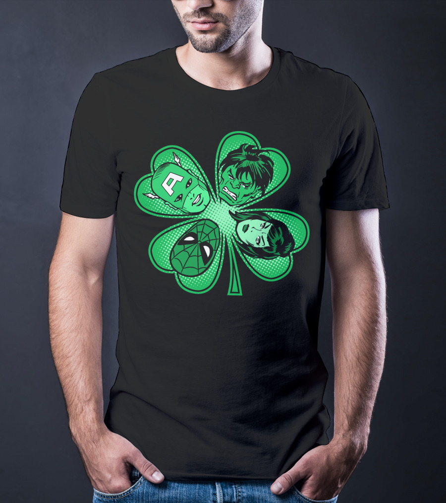 Marvel Avengers Shamrock Captain Spider Hulk Widow T-Shirt