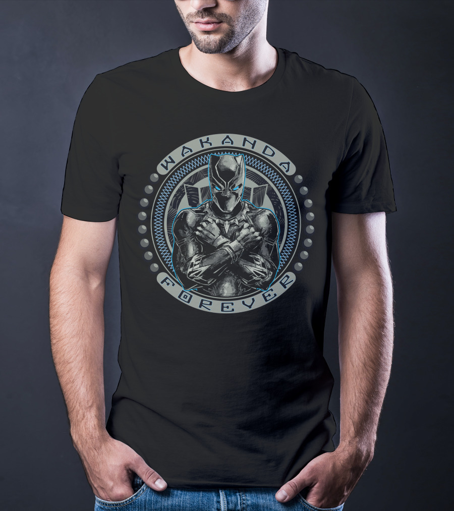 Marvel Black Panther Wakanda Forever Circle Bead T-Shirt
