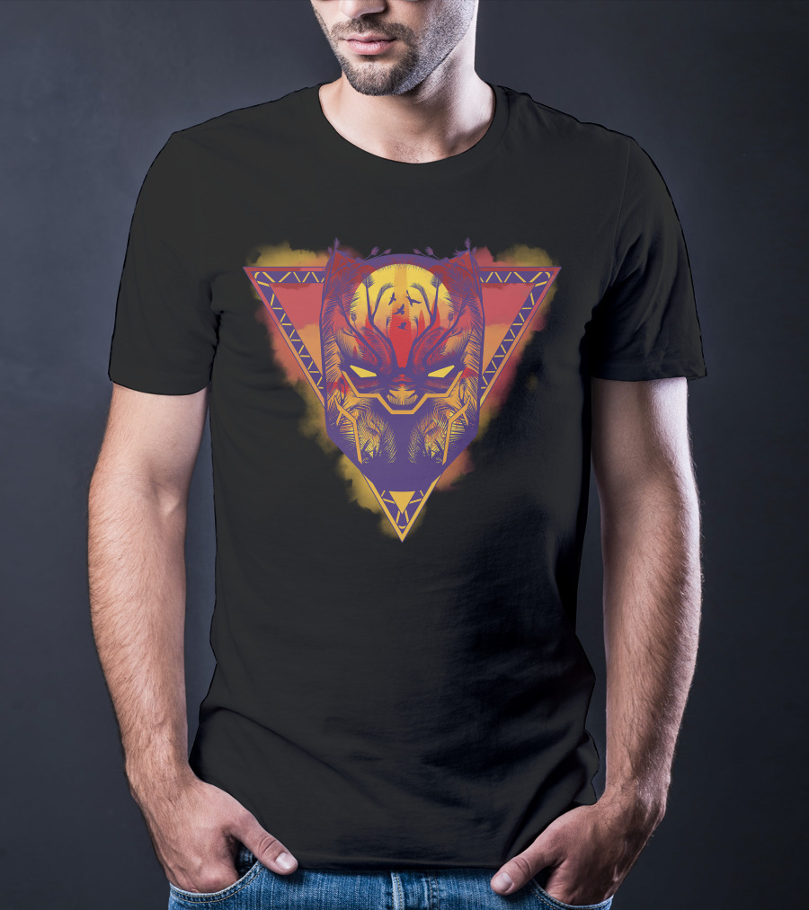 Marvel Black Panther Vibrant Geometric Mask T-Shirt