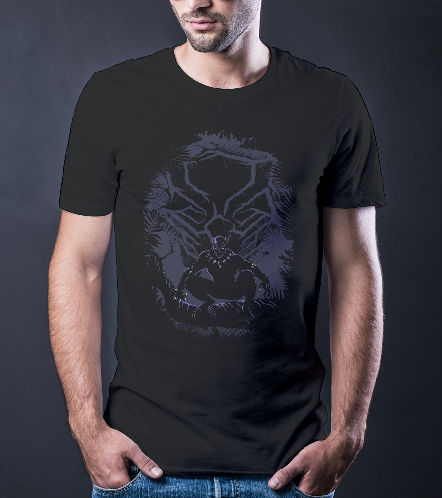 Marvel Black Panther Forest Silhouette Panther Branches T-Shirt