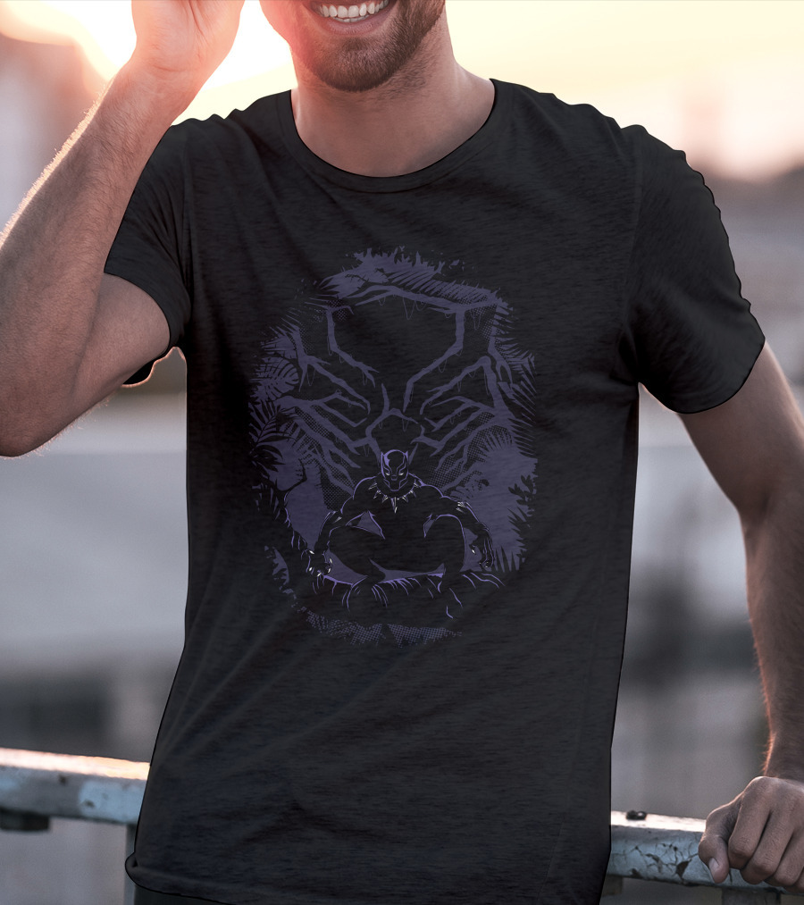 Marvel Black Panther Forest Silhouette Panther Branches T-Shirt