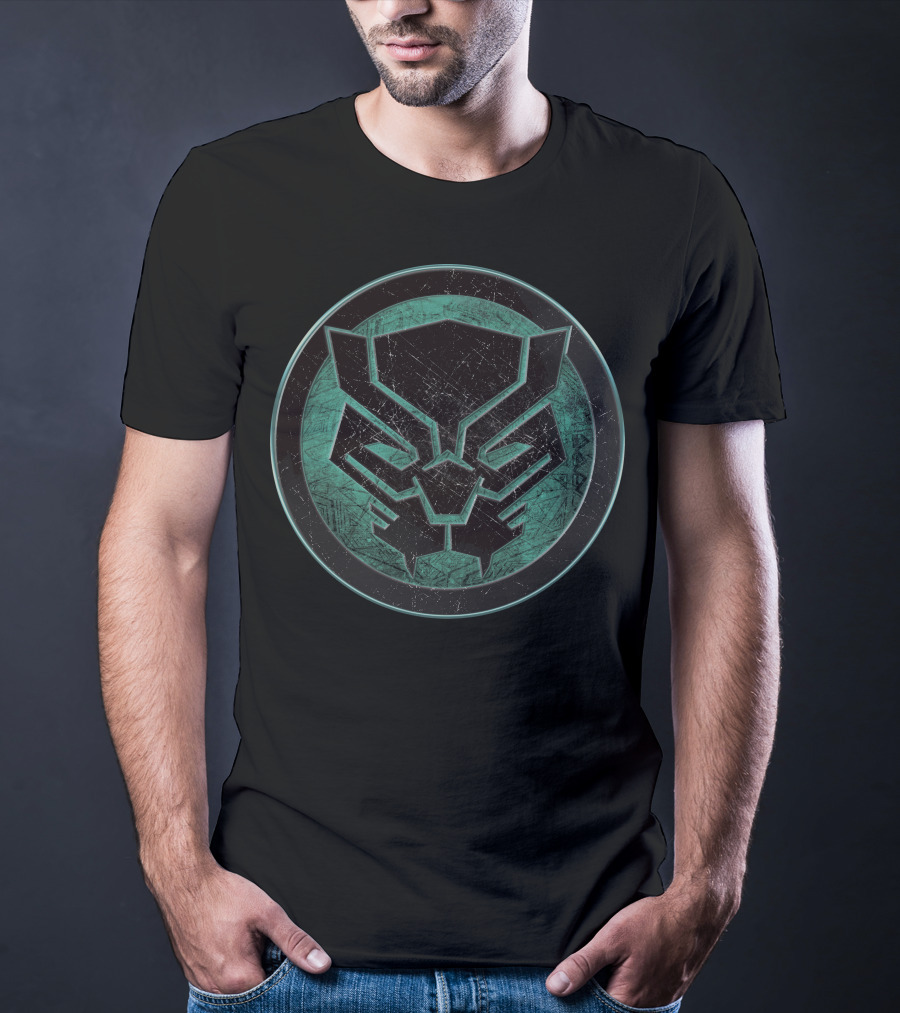 Marvel Black Panther Distressed Green Emblem Circle T-Shirt