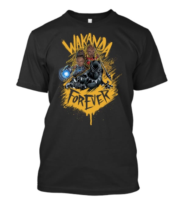 Wakanda Forever Marvel Black Panther Group Shot Painted T-Shirt