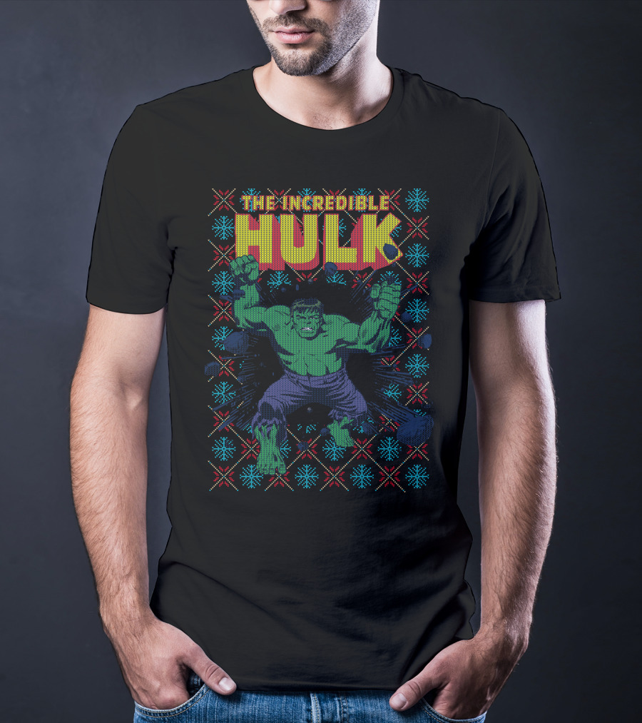 The Incredible Hulk Smash Marvel Comic Retro Explosion Christmas T-Shirt