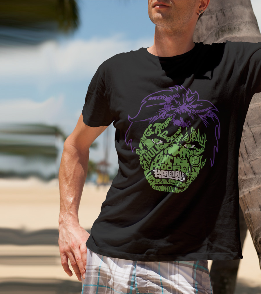 Incredible Hulk St. Patty's Luck Smash Bruce Banner Green Proof T-Shirt