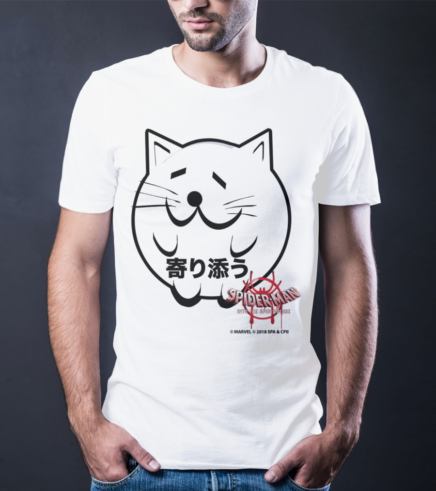 Marvel Spider-Man Into The Spiderverse Cat Sticker Japanese Text T-Shirt