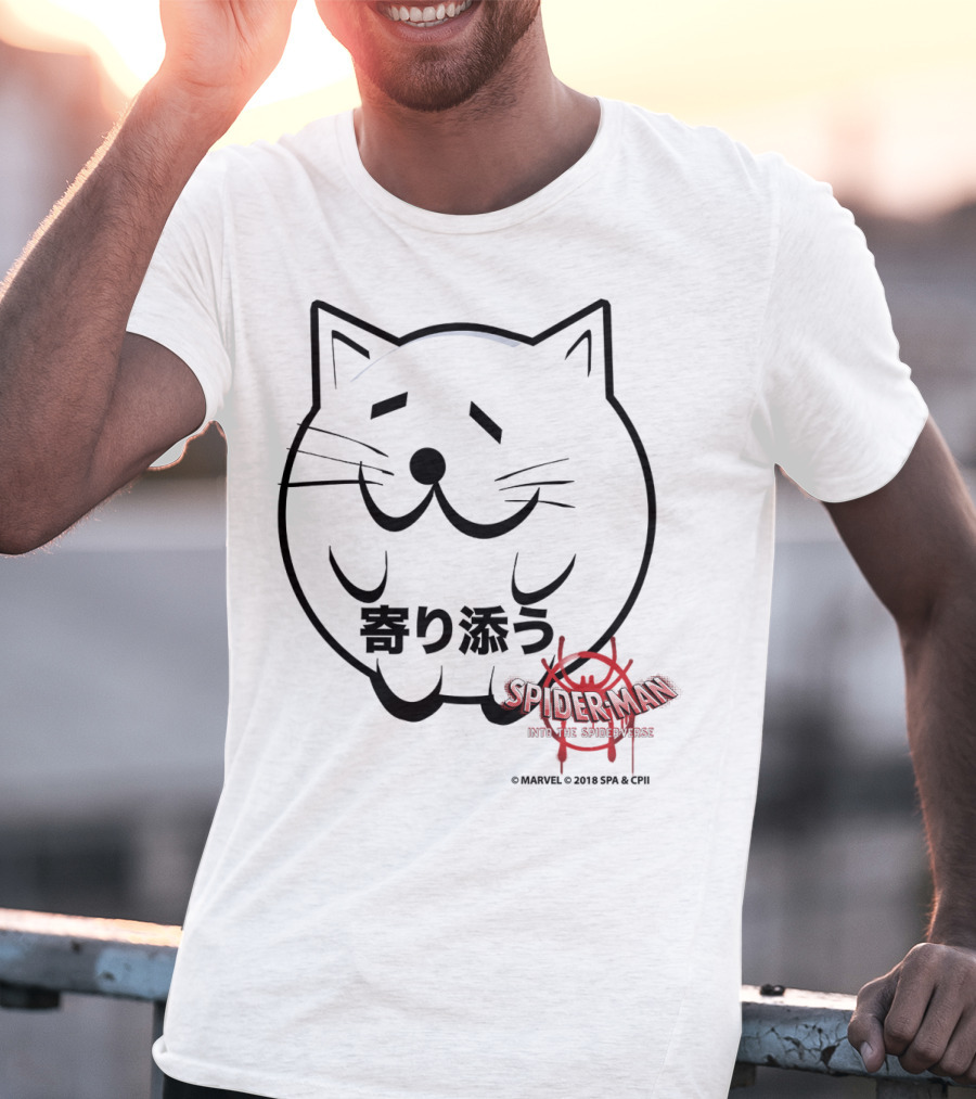 Marvel Spider-Man Into The Spiderverse Cat Sticker Japanese Text T-Shirt