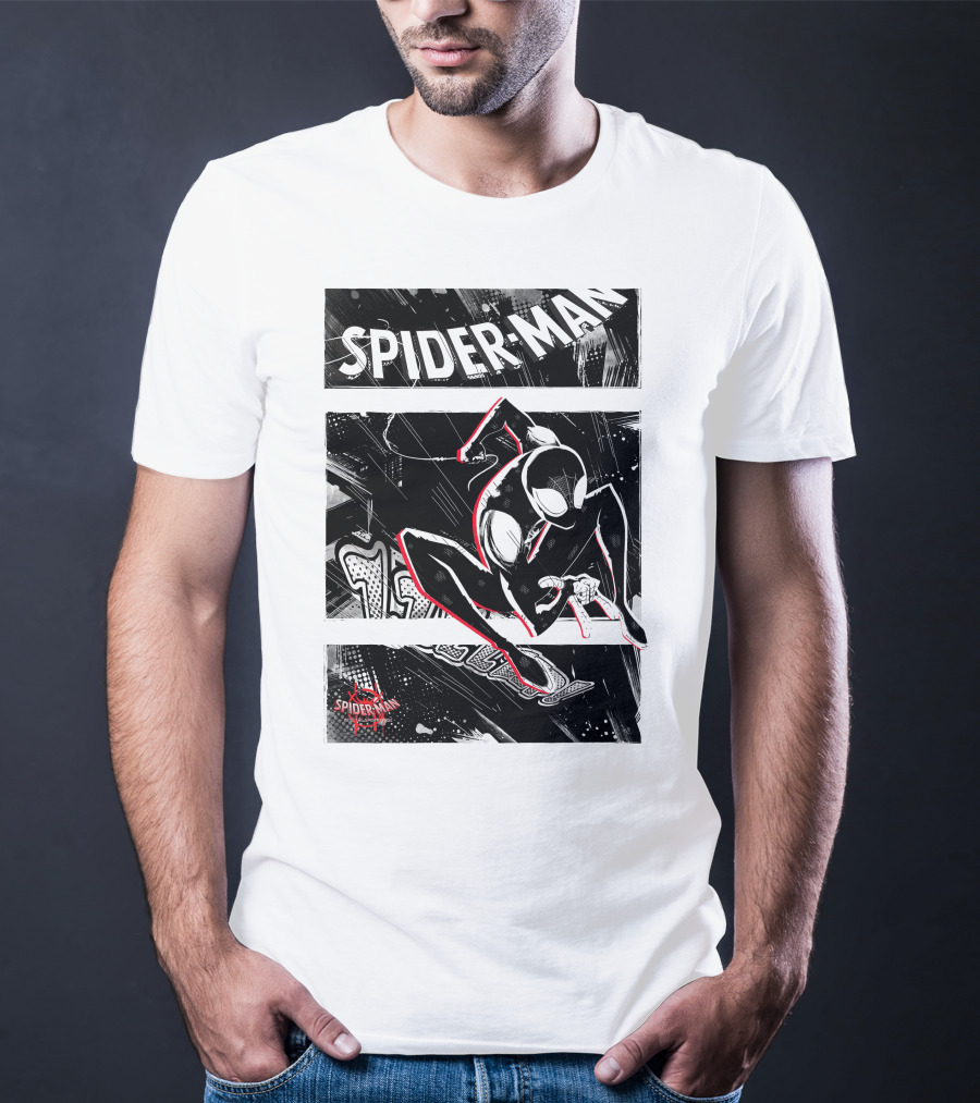 Spider-Man Marvel Spiderverse Comic Graphic Action Panels T-Shirt