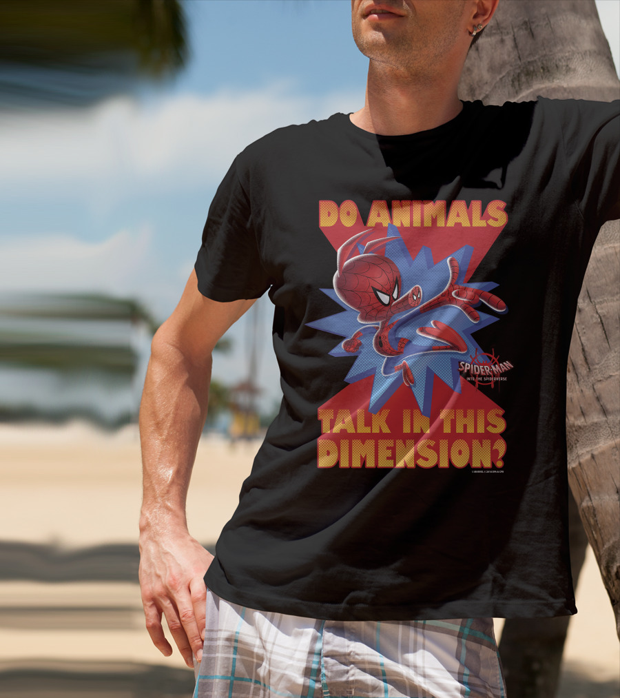 Marvel Spider-Man Into The Spiderverse Do Animals Talk In This Dimension? T-Shirt