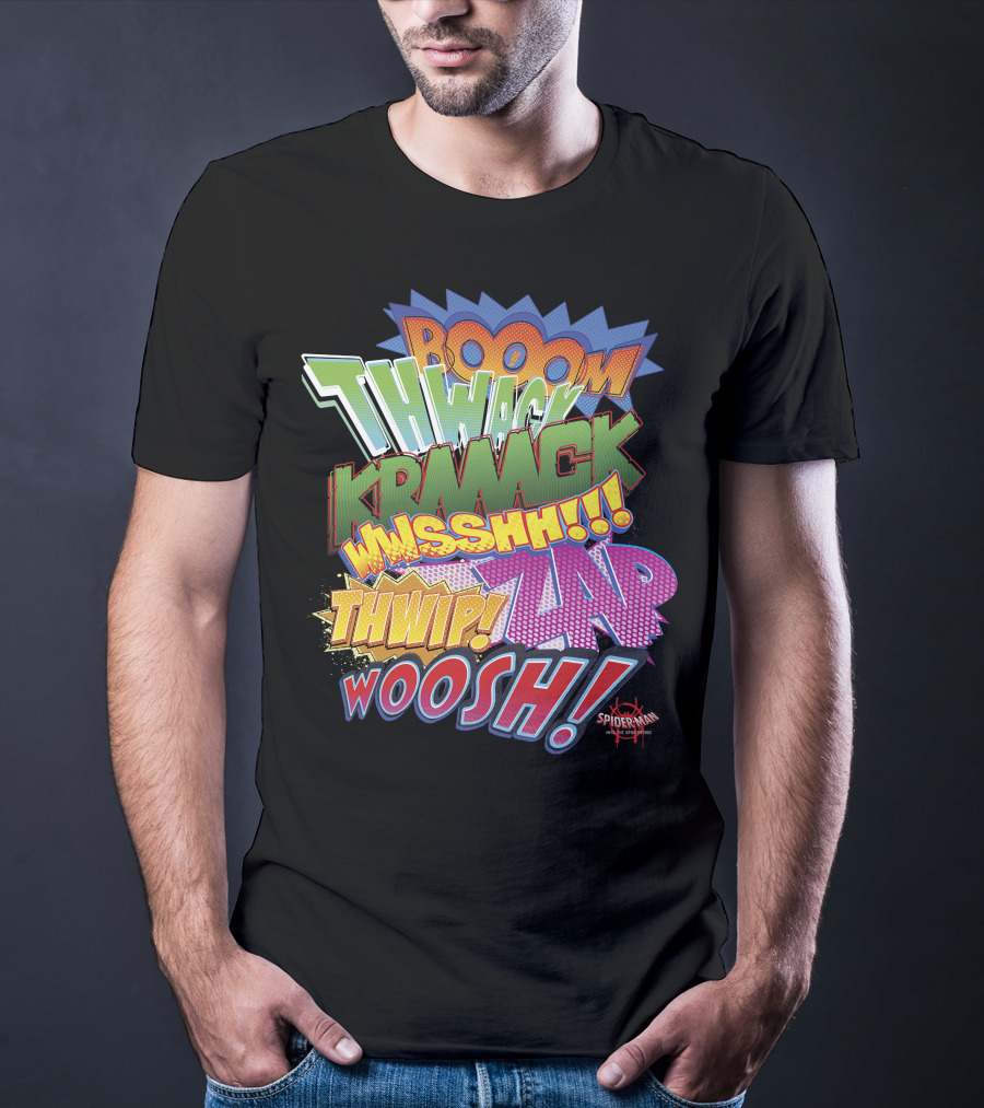 BOOOM THWACK KRRACK WHSSHH THWIP ZAP WOOSH Marvel Spider-Man Spiderverse T-Shirt