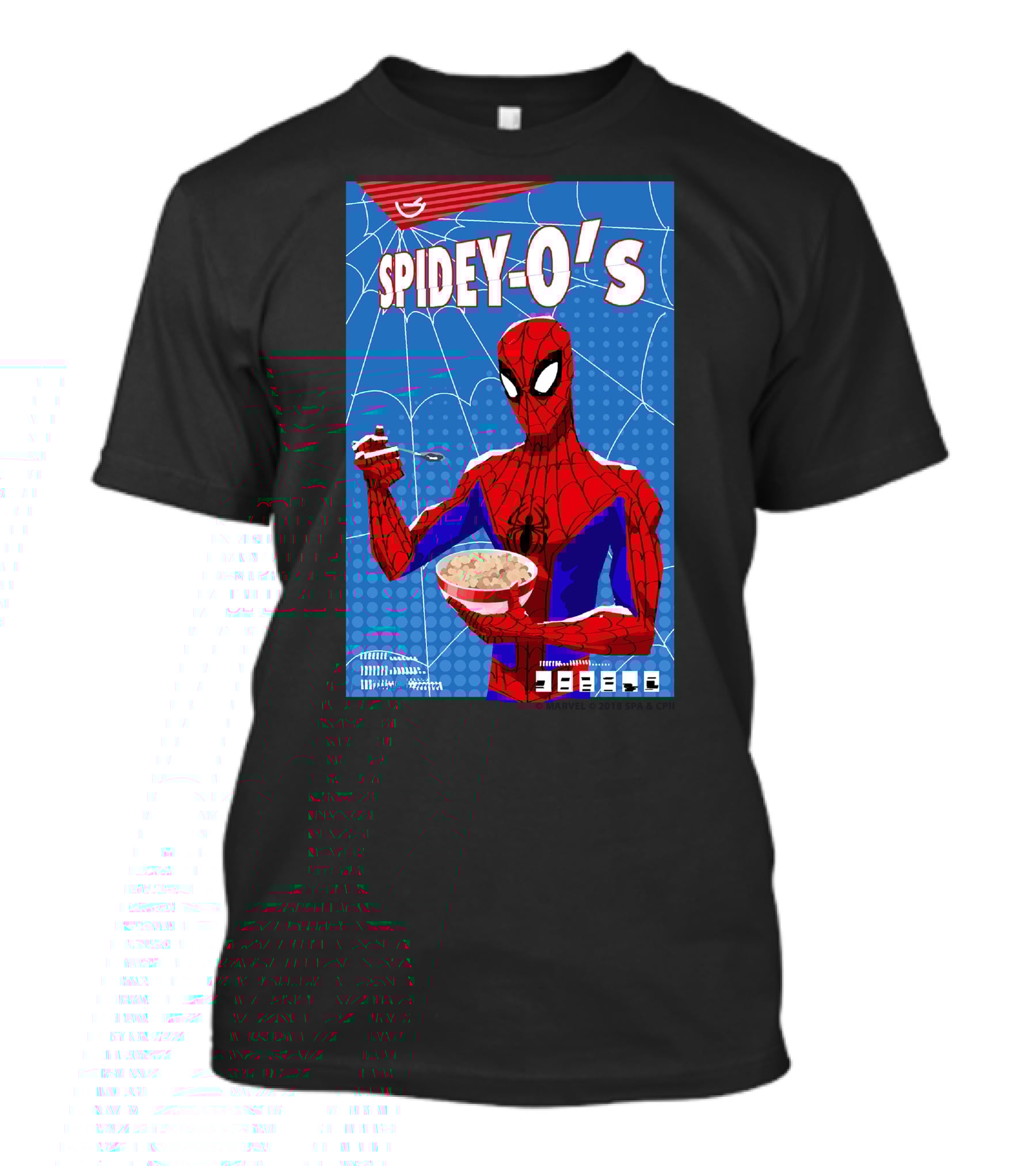 Marvel Spider-Man Spiderverse Spidey-Os Cereal Box Breakfast Comics T-Shirt