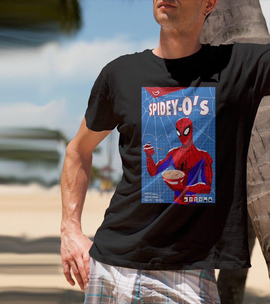 Marvel Spider-Man Spiderverse Spidey-Os Cereal Box Breakfast Comics T-Shirt