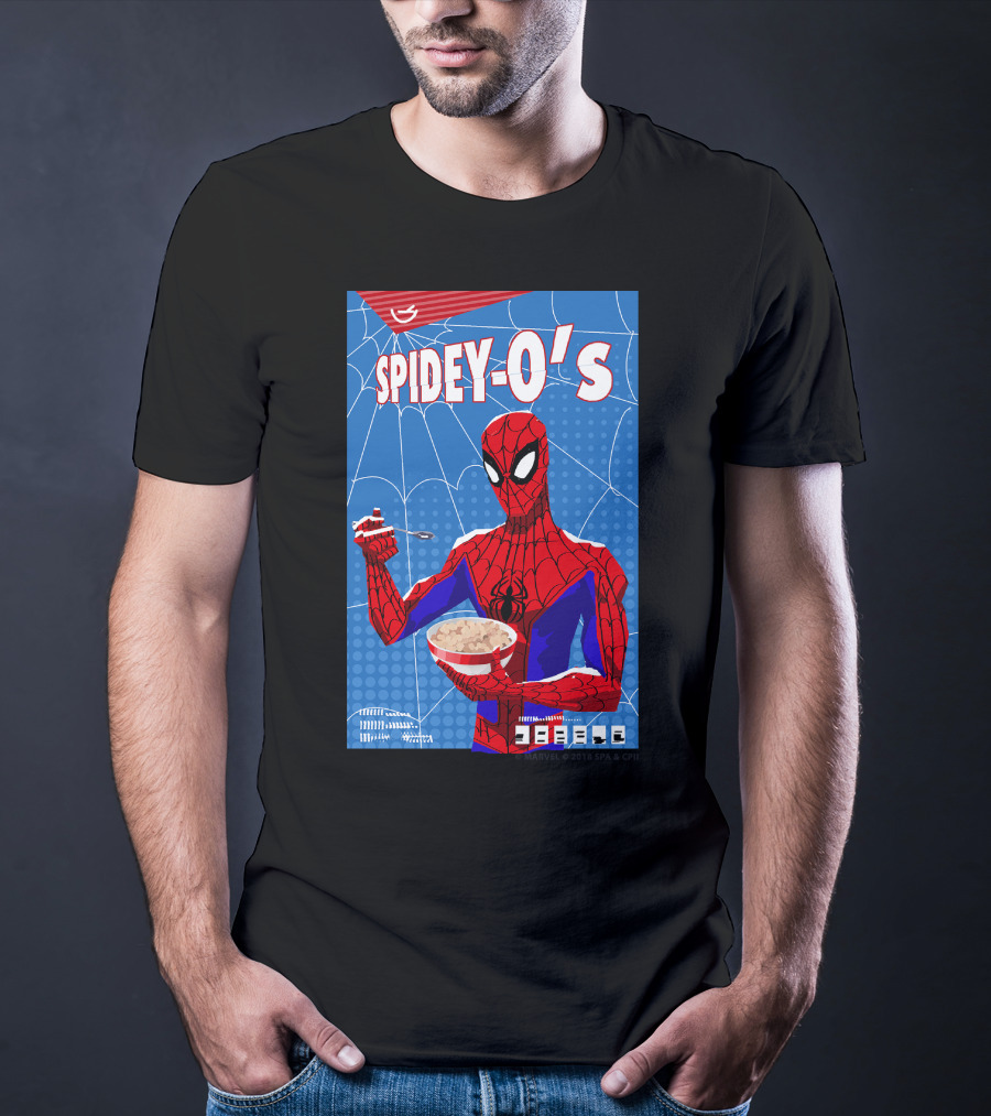 Marvel Spider-Man Spiderverse Spidey-Os Cereal Box Breakfast Comics T-Shirt