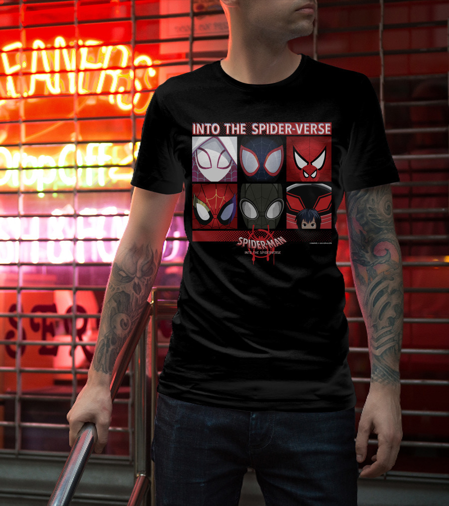 Marvel Spider-Man Into The Spider-Verse Square Group T-Shirt
