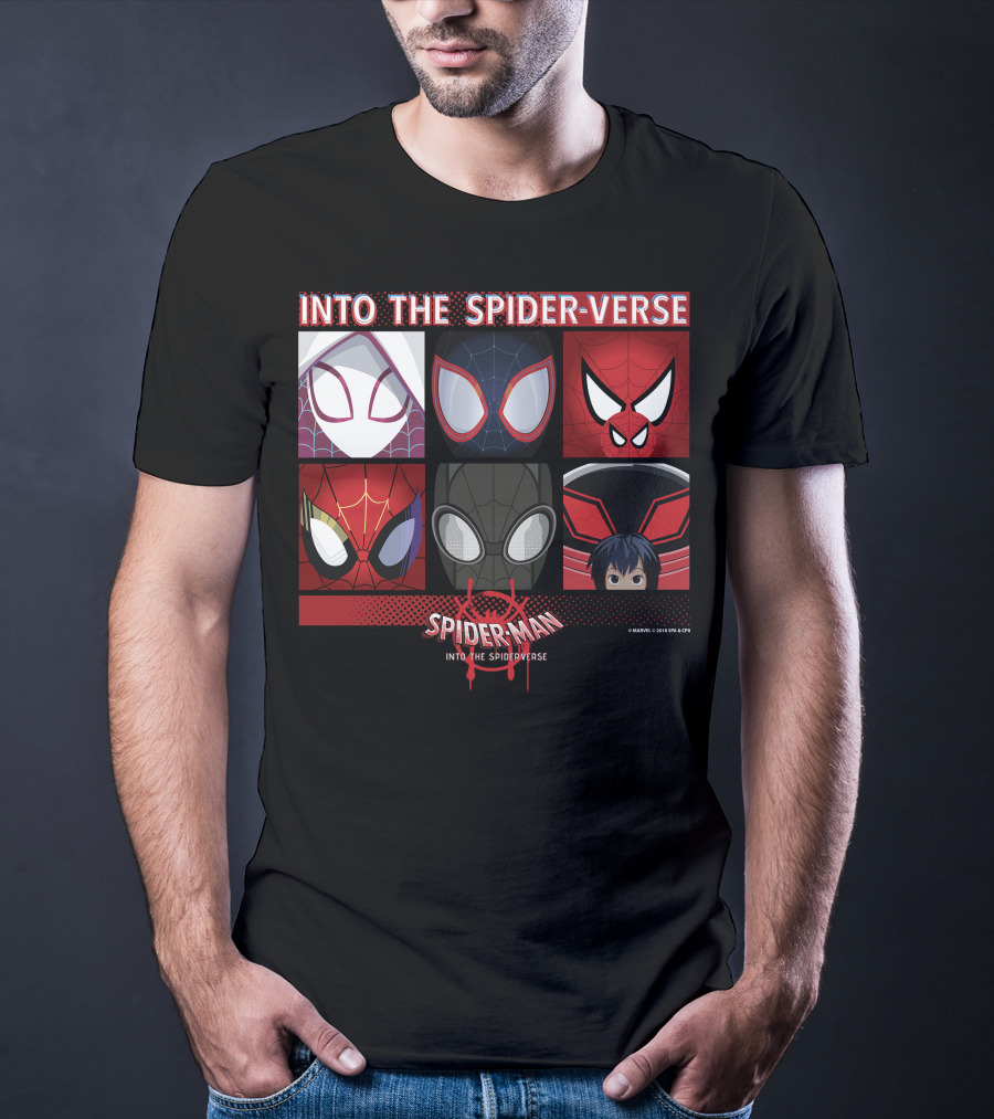 Marvel Spider-Man Into The Spider-Verse Square Group T-Shirt