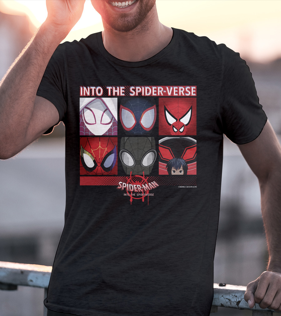Marvel Spider-Man Into The Spider-Verse Square Group T-Shirt