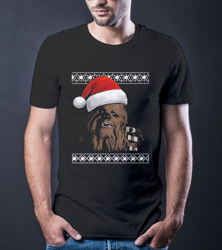 Chewbacca In Santa Hat Star Wars Holiday T-Shirt