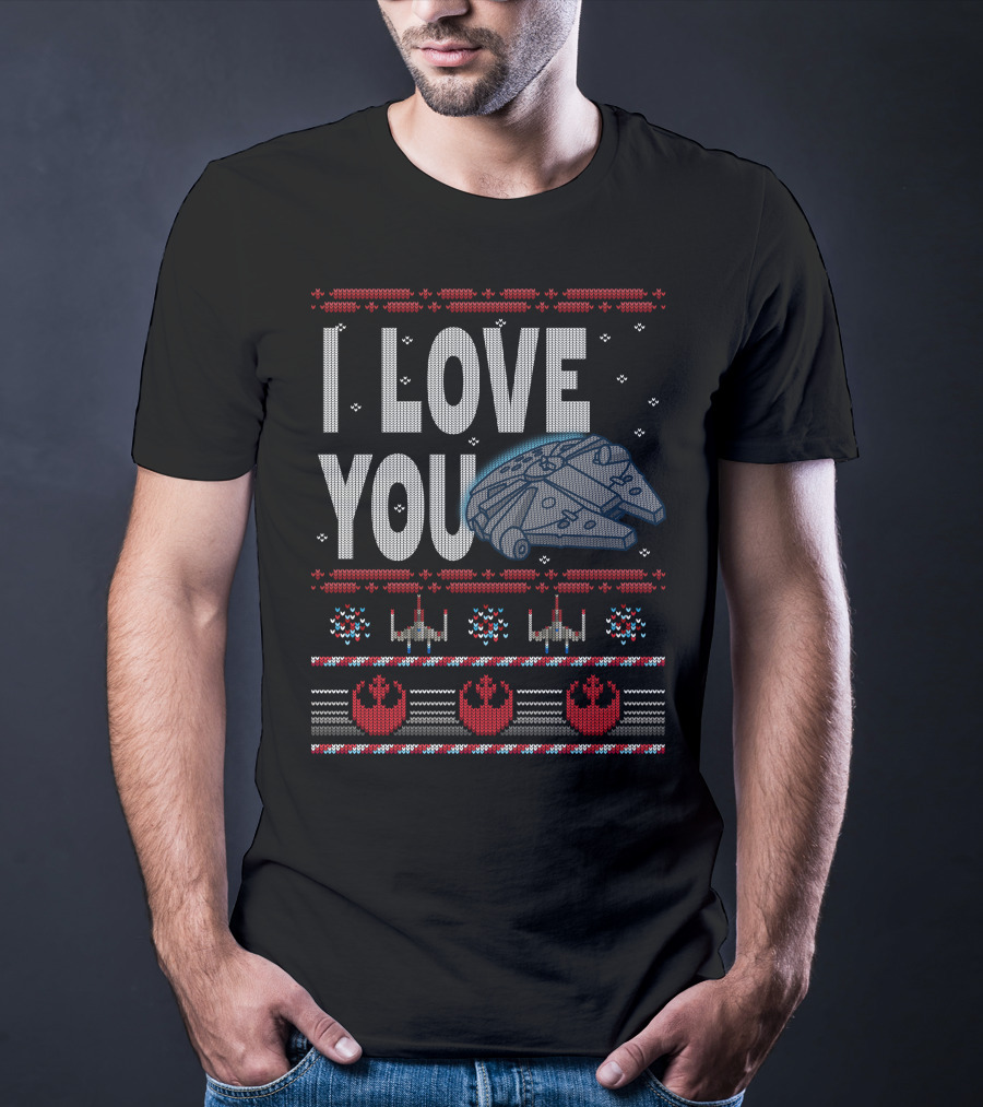 I Love You Star Wars Millennium Falcon X-Wing Rebel Icons T-Shirt