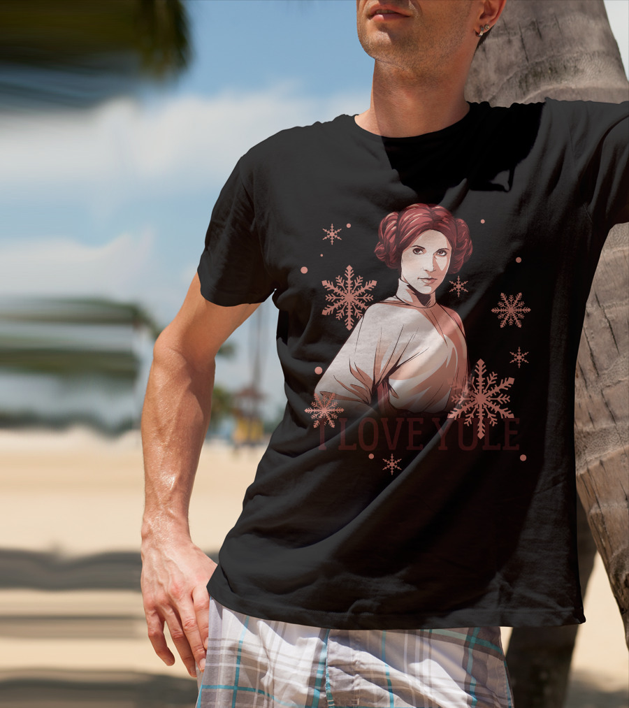 Star Wars Leia I Love Yule Christmas Snowflake Iconic Princess T-Shirt