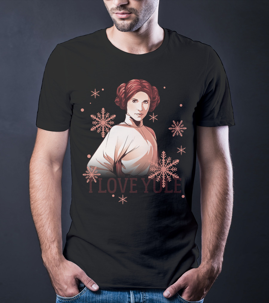 Star Wars Leia I Love Yule Christmas Snowflake Iconic Princess T-Shirt