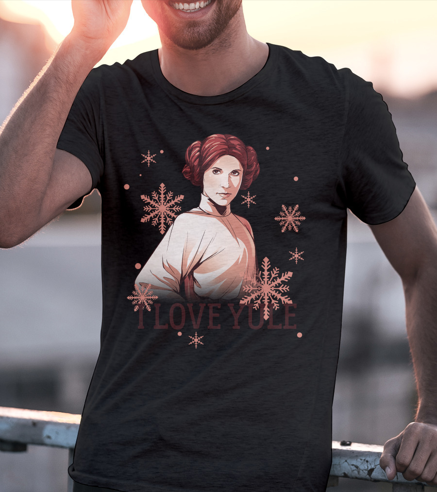 Star Wars Leia I Love Yule Christmas Snowflake Iconic Princess T-Shirt