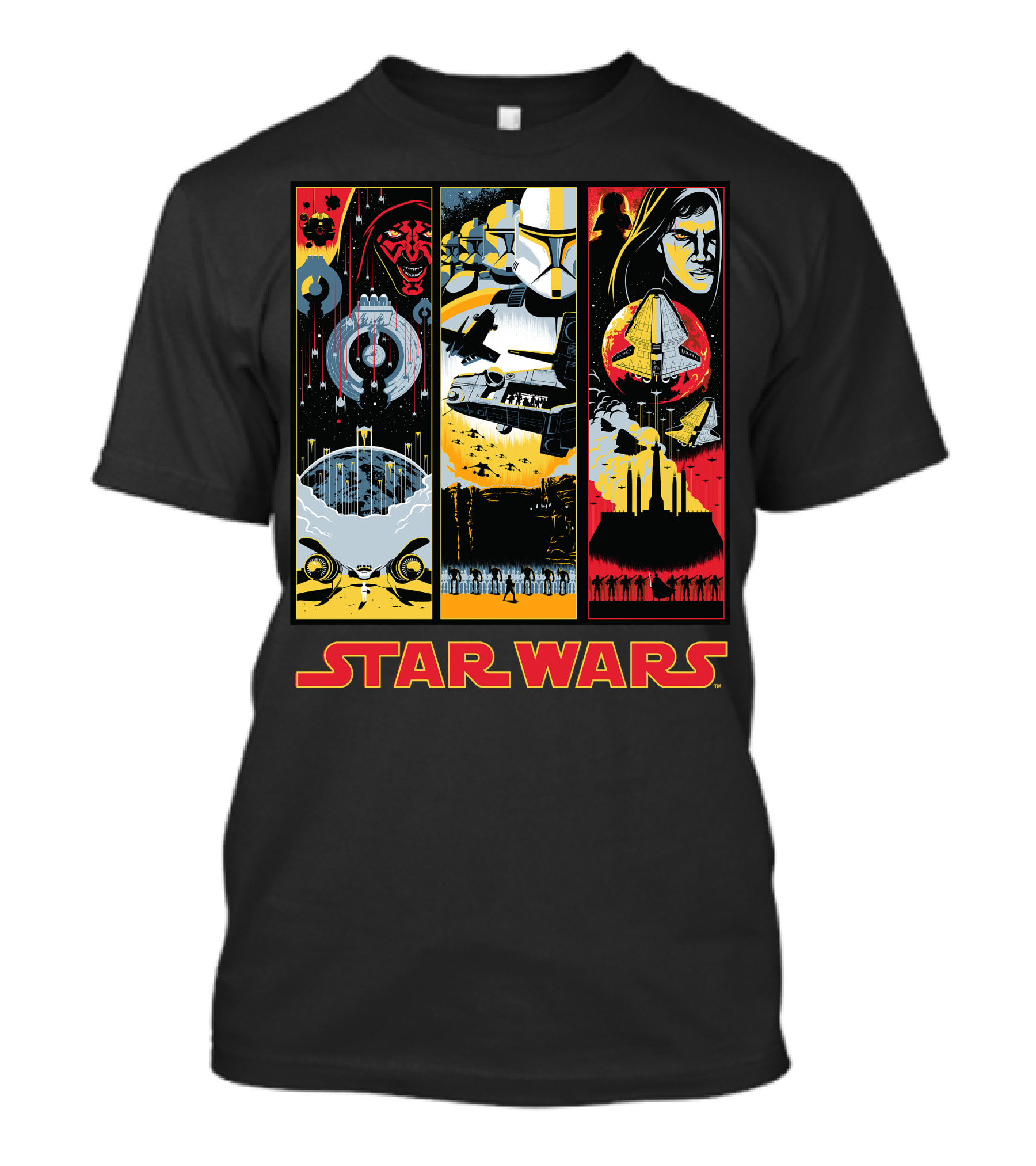 Star Wars Darth Maul Clone Trooper Anakin Panels T-Shirt