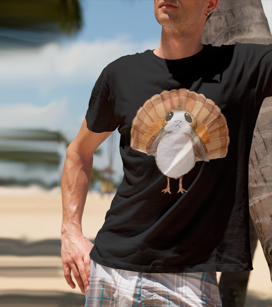 Star Wars Porg Turkey Thanksgiving Feathers T-Shirt