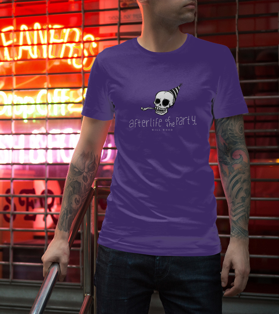 Afterlife Of The Party Skull With Party Hat And Blower T-Shirt