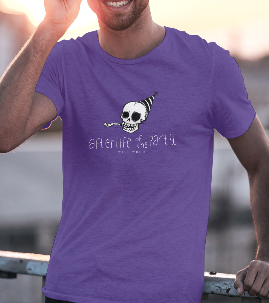 Afterlife Of The Party Skull With Party Hat And Blower T-Shirt