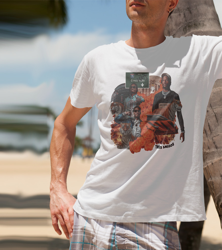Tres Amigos Cincinnati Highway Tigers Roses Playoffs T-Shirt