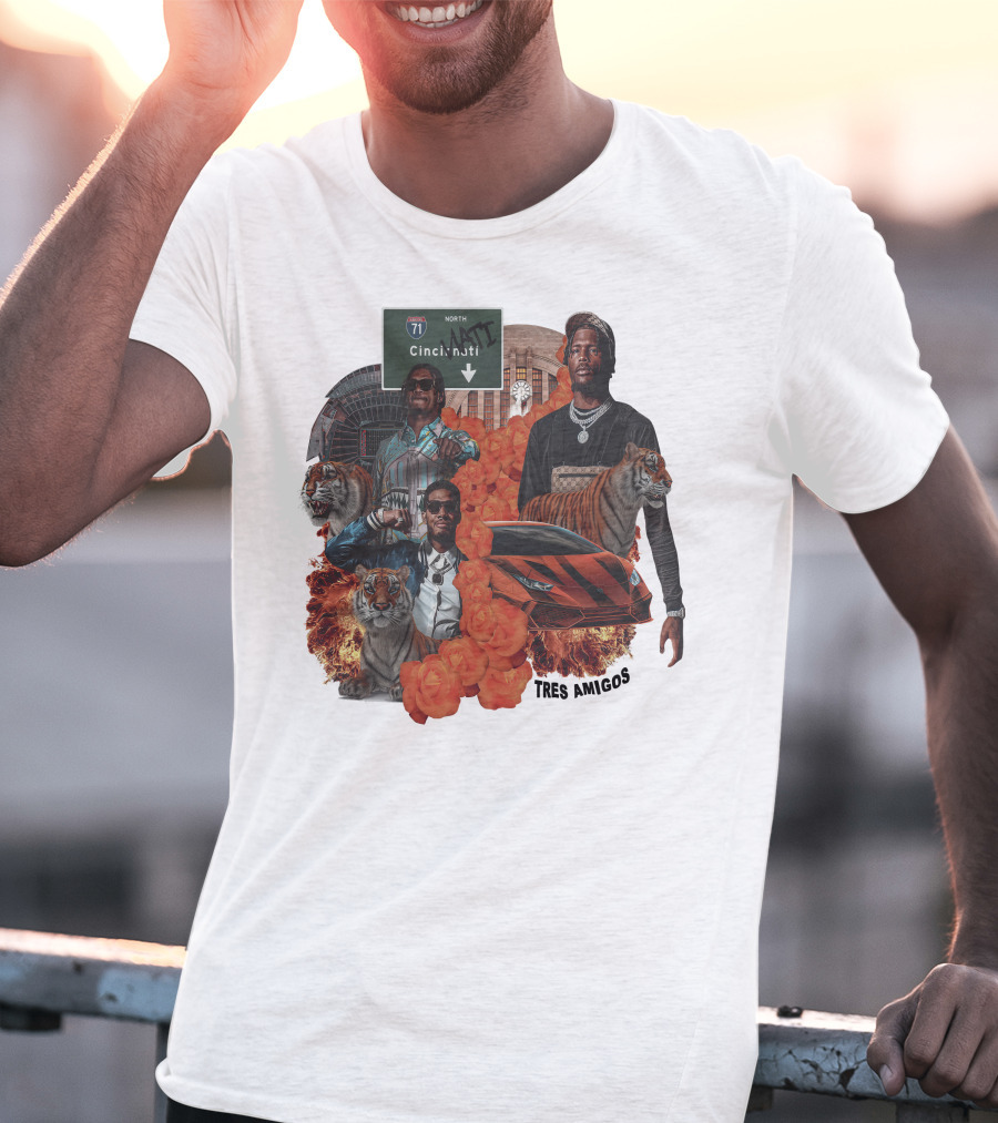 Tres Amigos Cincinnati Highway Tigers Roses Playoffs T-Shirt