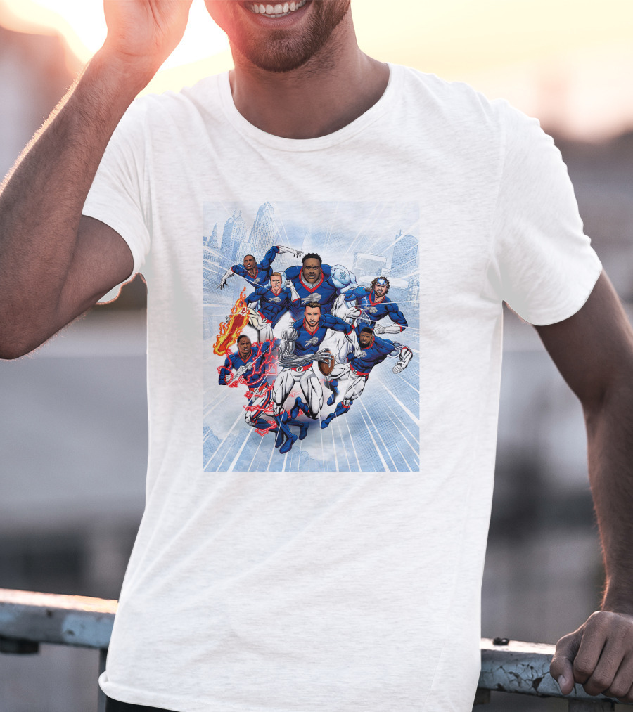 Bills Super Hero Football Team Comic Heroes T-Shirt