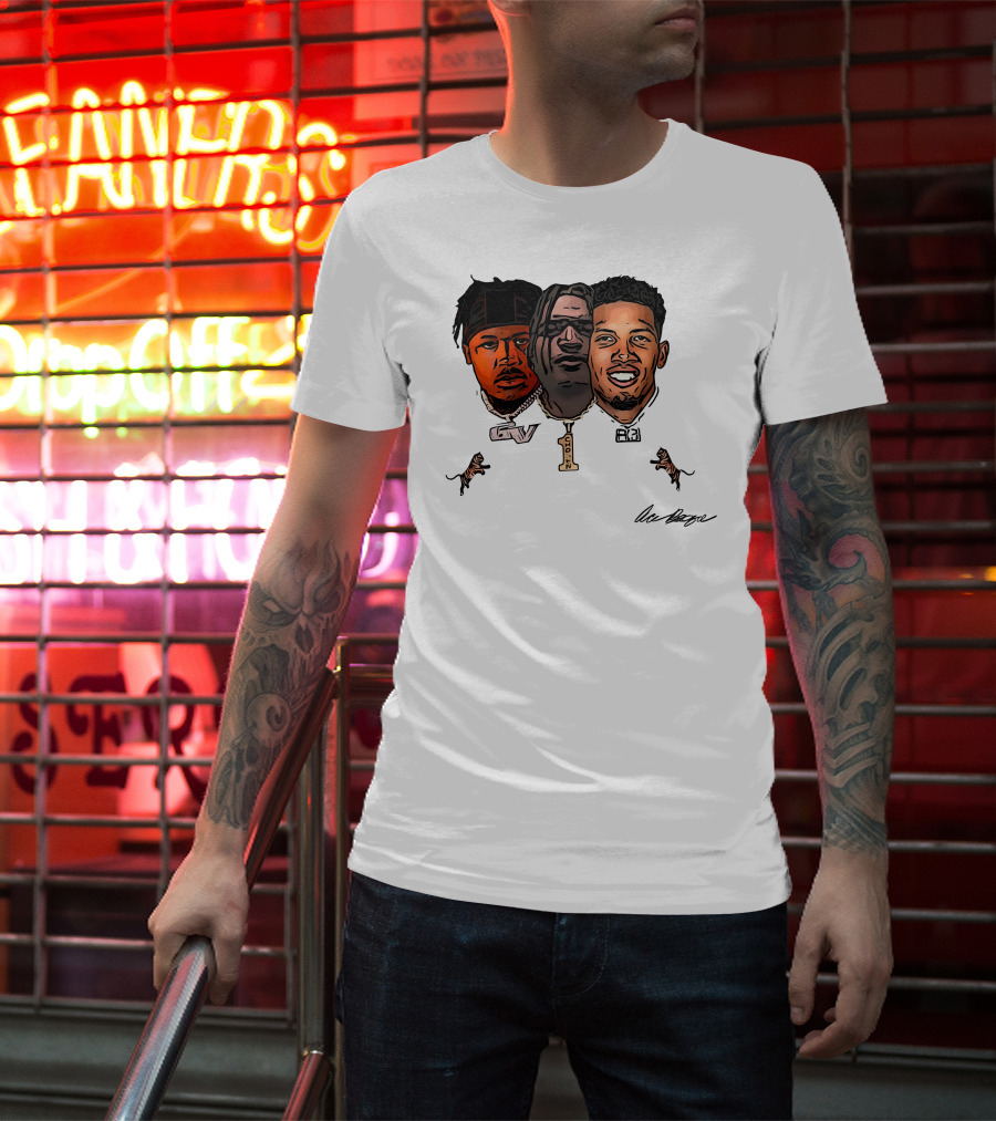 Ja'Marr Chase GV Tiger Trio Football T-Shirt