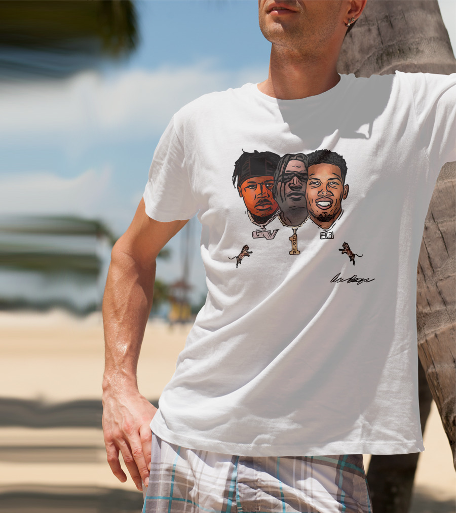 Ja'Marr Chase GV Tiger Trio Football T-Shirt