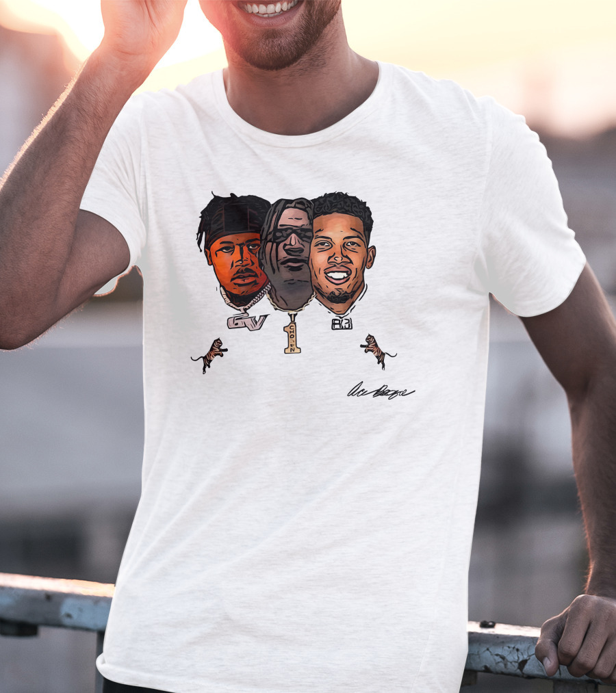 Ja'Marr Chase GV Tiger Trio Football T-Shirt
