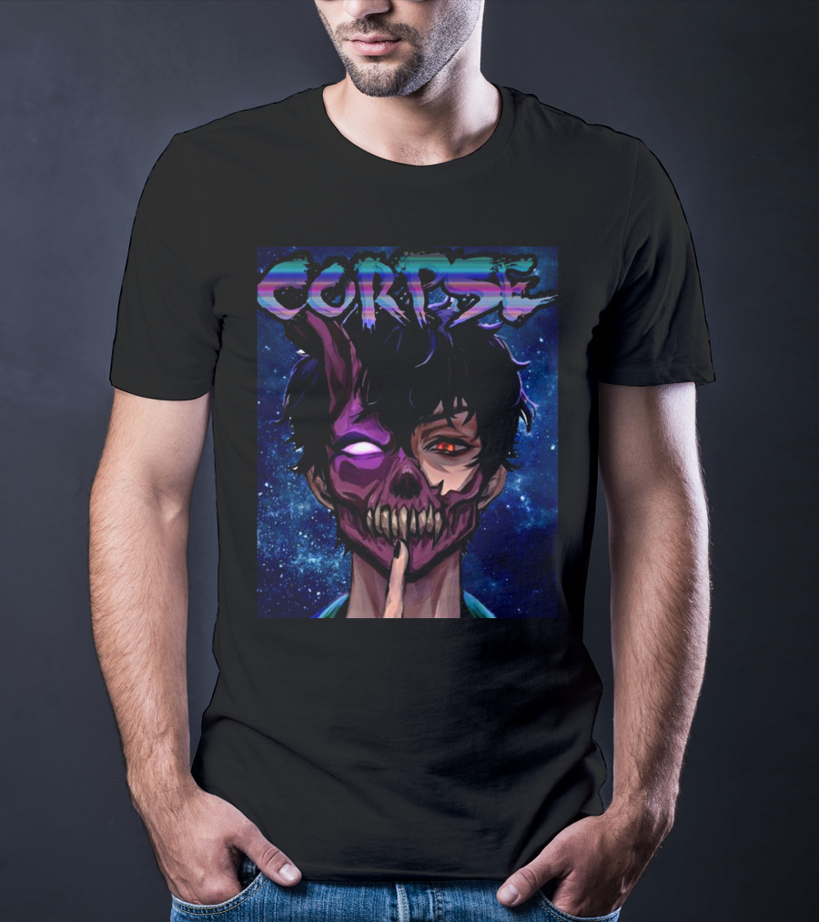 CORPSE Husband Anime Half Demon Face Art Dark Space Background T-Shirt