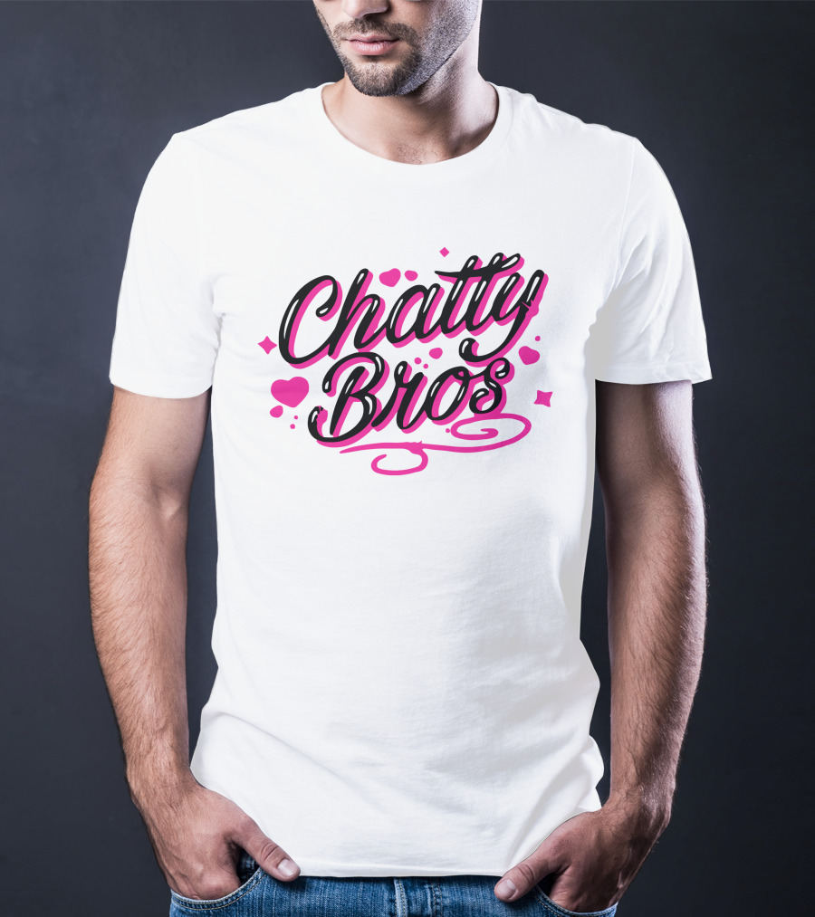 Chatty Bros Merch Heart Stars Motif Airbrush Bros T-Shirt