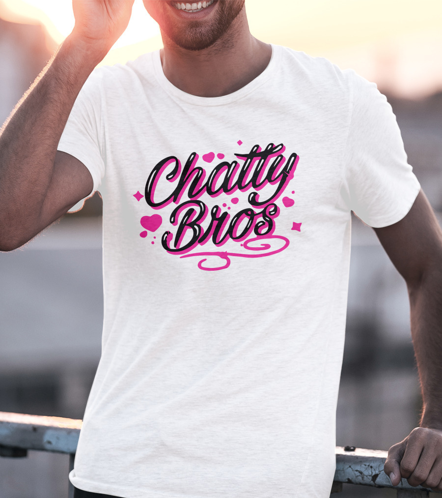 Chatty Bros Merch Heart Stars Motif Airbrush Bros T-Shirt