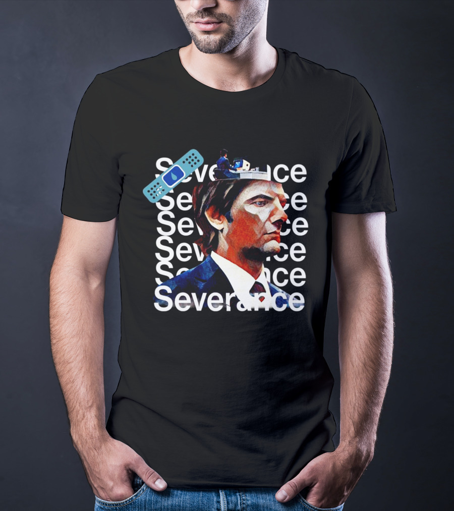 Severance Repeated Text With Bandage And Office Worker Scene T-Shirt
