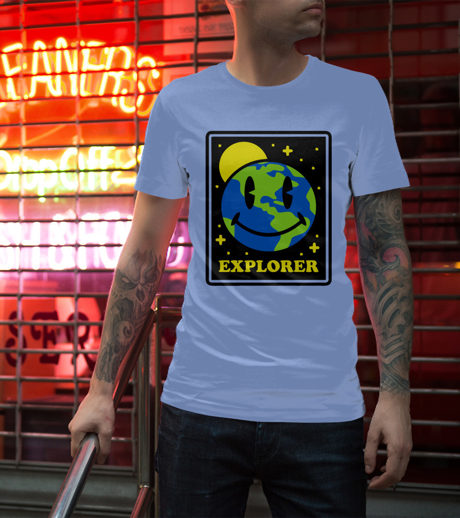 Socksfor1 Merch Explorer Earth Smiley T-Shirt