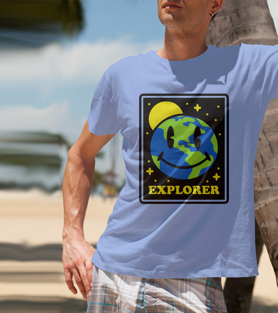 Socksfor1 Merch Explorer Earth Smiley T-Shirt