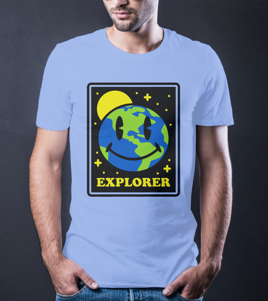 Socksfor1 Merch Explorer Earth Smiley T-Shirt