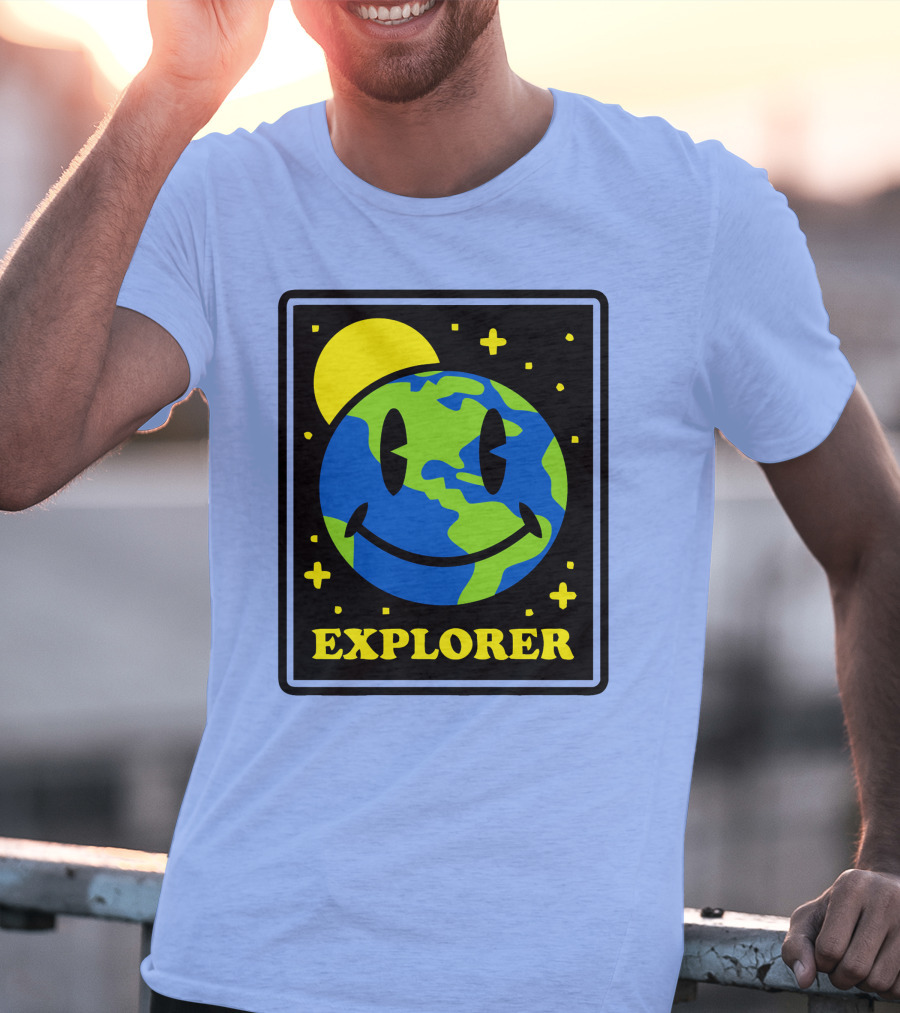 Socksfor1 Merch Explorer Earth Smiley T-Shirt