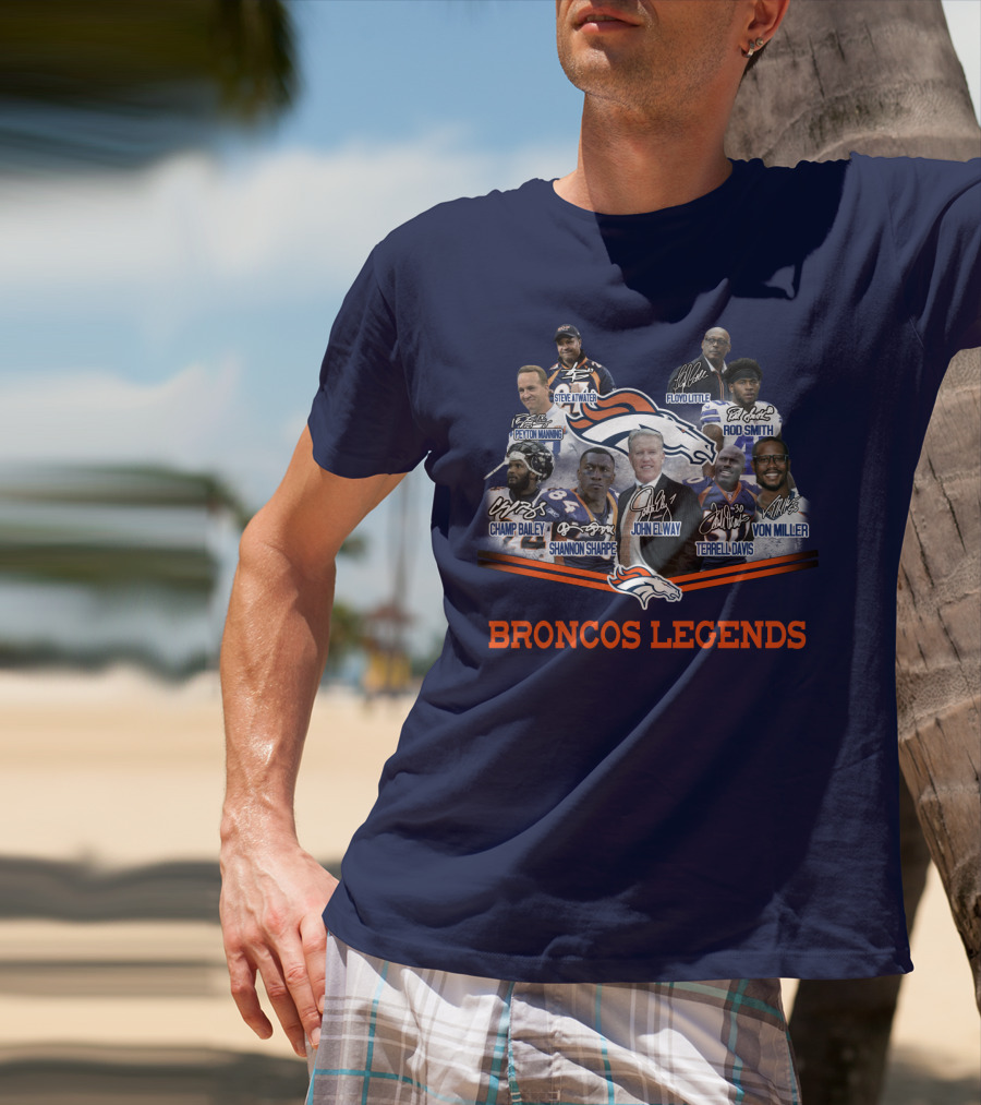 Peyton Manning John Elway Terrell Davis Shannon Sharpe Broncos NFL Legends Floyd Little Steve Atwater Champ Bailey Von Miller Rod Smith T-Shirt