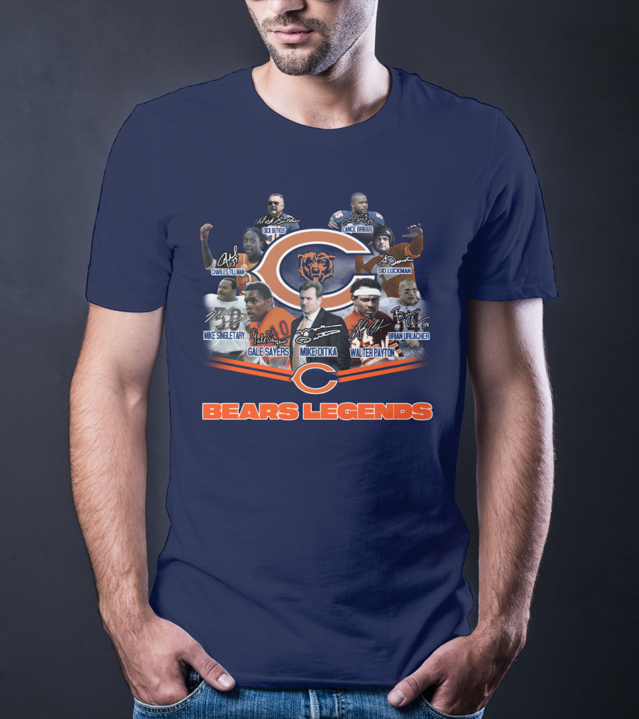 Bears Legends Dick Butkus Charles Tillman Mike Singletary Gale Sayers Mike Ditka Lance Briggs Sid Luckman Walter Payton Brian Urlacher T-Shirt
